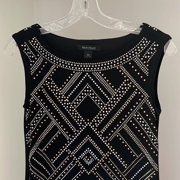 WHBM XXS Black Sleeveless Shift Dress with Gemstones & Studs - Picture 2 of 6